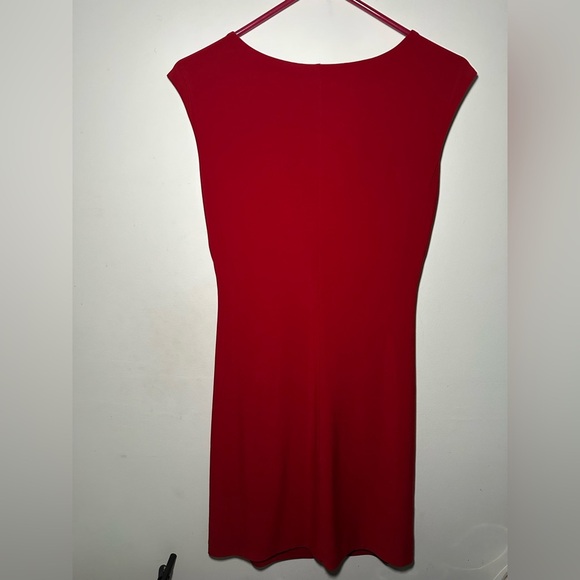 Ralph Lauren LRL Scarlet Red Cowl Neck Rusching Classy Knee Length Dress Size 6 - Picture 13 of 13